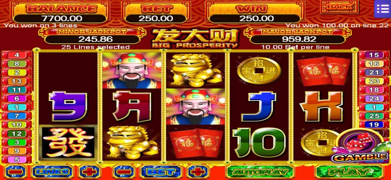 MEGA888 BIG PROSPERITY Slot Game Interface