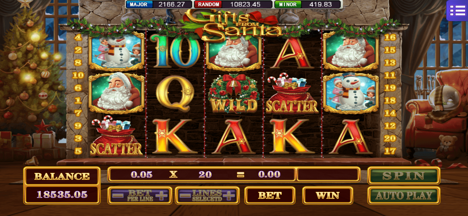 MEGA888 GIFTS FROM SANTA Game Interface