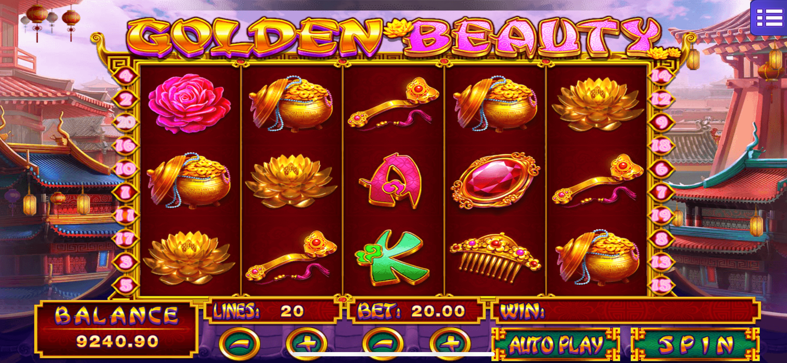 MEGA888 GOLDEN BEAUTY Game Interface - High Payout Slot Game