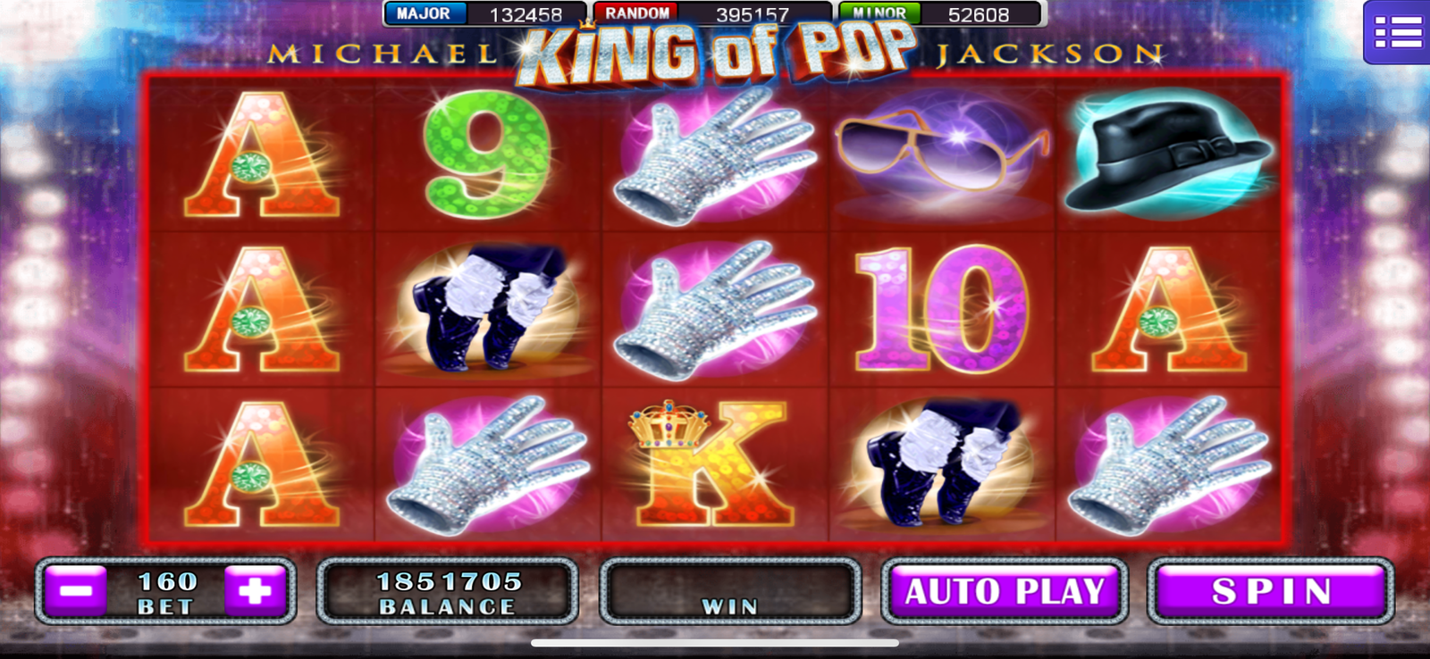 MEGA888 KING OF POP Game Interface