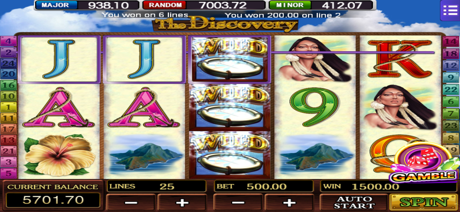 MEGA888 THE DISCOVERY Game Interface