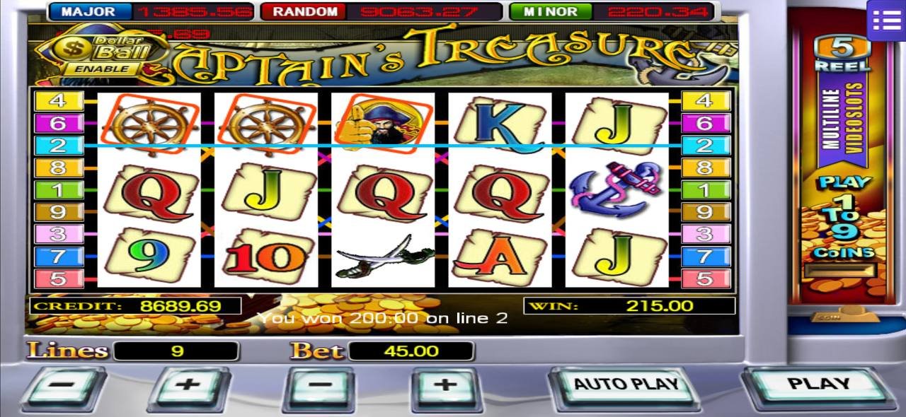 MEGA888 CAPTAIN'S TREASURE Game Interface