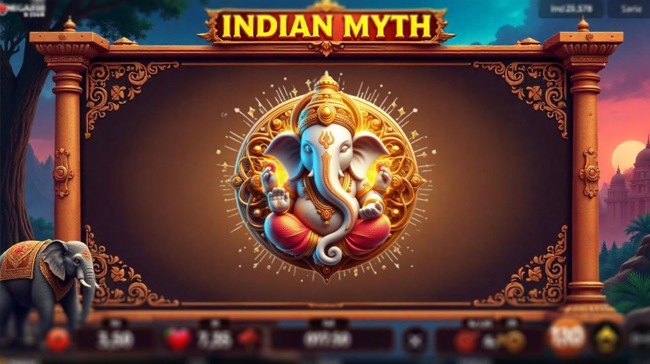MEGA888 INDIAN MYTH slot game characters - Hindu deities and mystical symbols in high RTP casino game