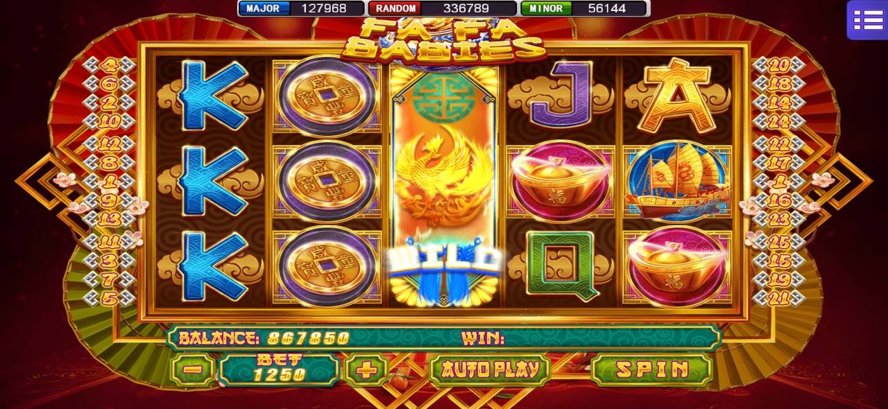 MEGA888 FA FA BABIES slot game interface showing colorful symbols and betting options