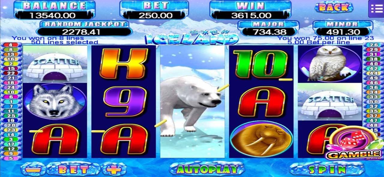 MEGA888 ICELAND 2025 Game Interface Showing Bonus Features