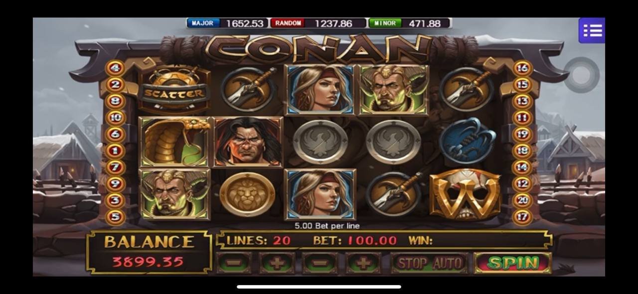 MEGA888 CONAN Slot Game Interface Showing Bonus Features