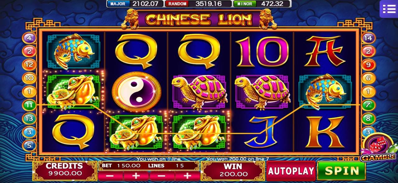 MEGA888 Chinese Lion Slot Game Interface