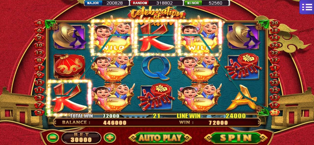 MEGA888 CELEBRATION OF WEALTH Slot Game Interface