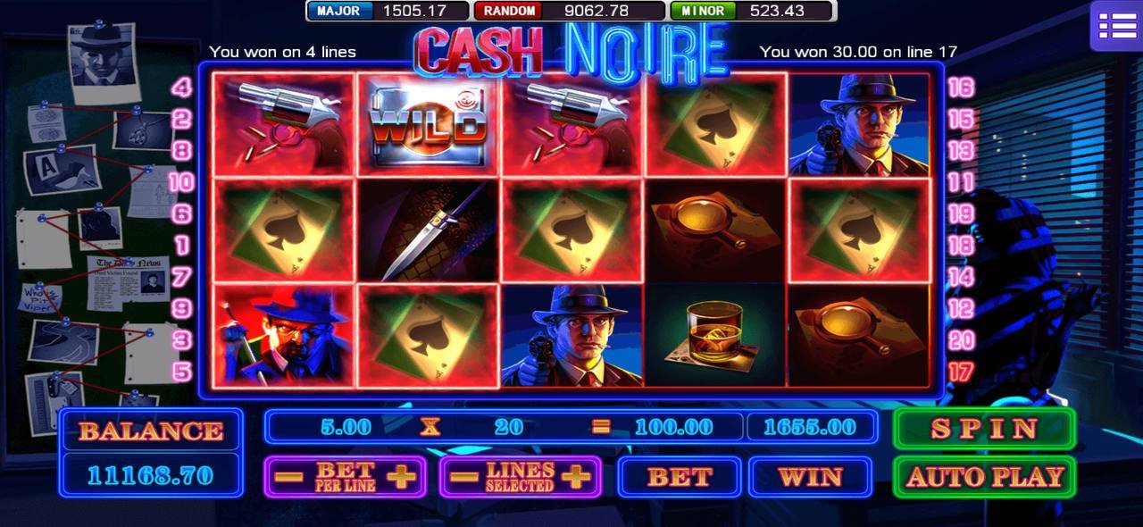 MEGA888 CASH NOIRE Slot Game Screenshot Showing Bonus Features