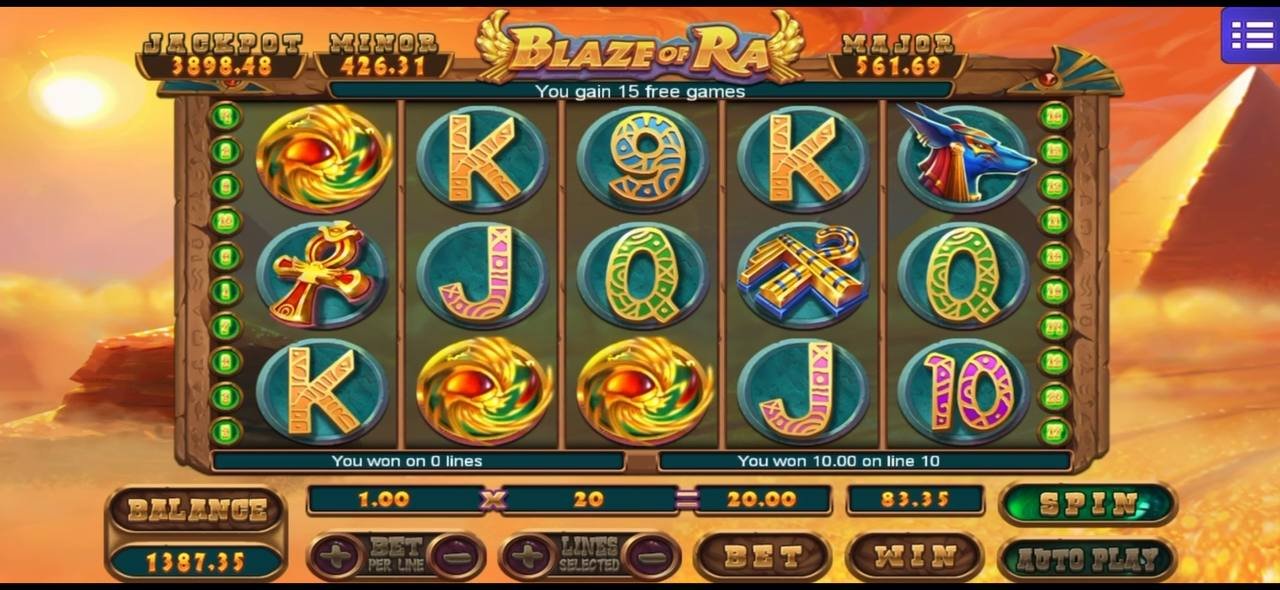 MEGA888 BLAZE OF RA Slot Game Interface Showing Free Spin Trigger