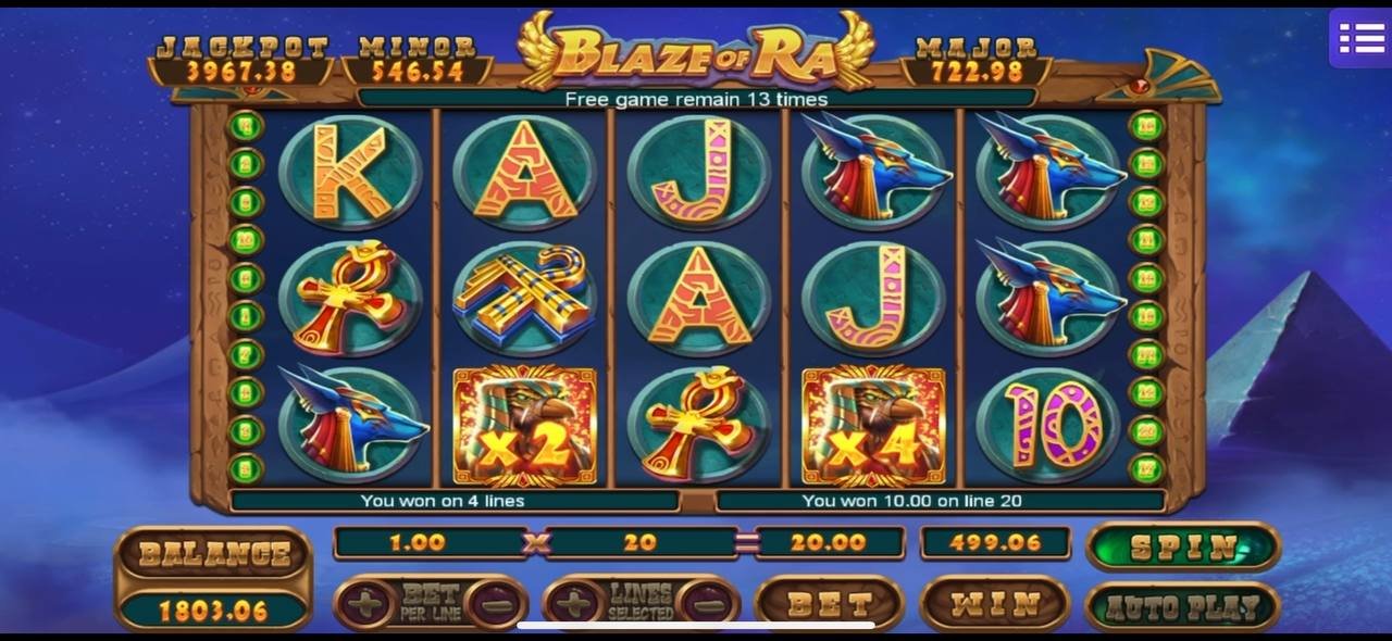 MEGA888 BLAZE OF RA Symbol Payout Frequency Chart