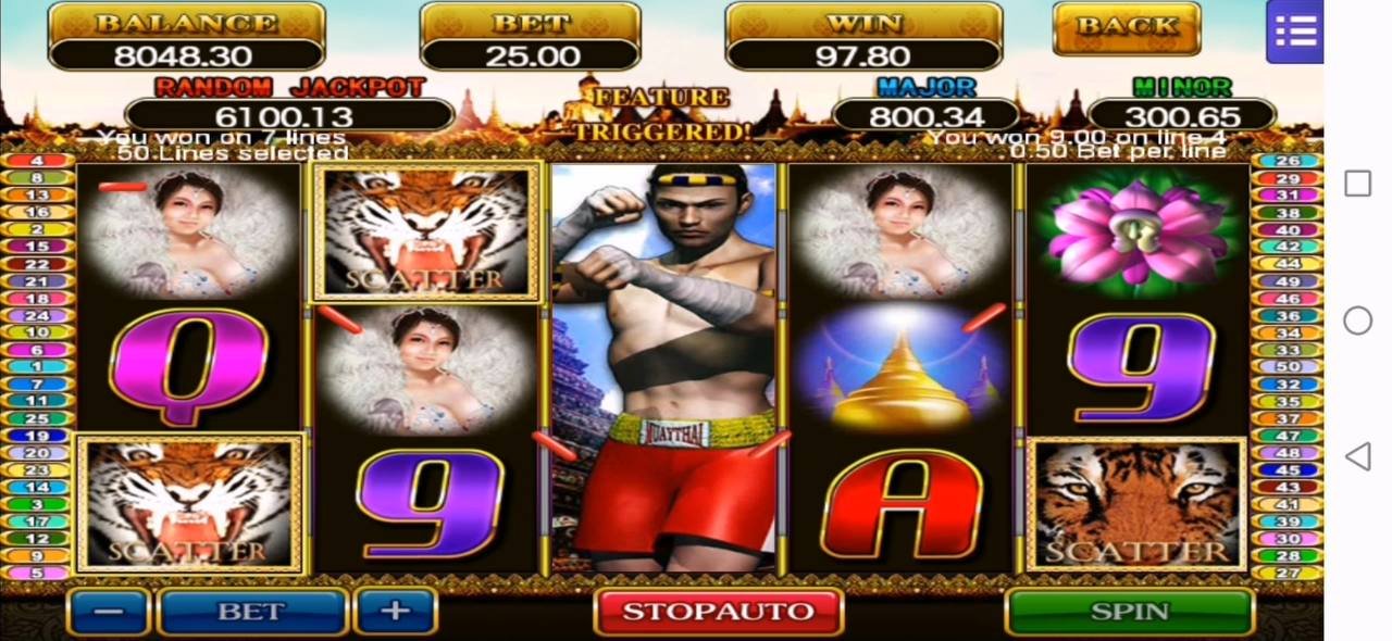 MEGA888 AMAZING THAILAND Slot Game with Free Spins Activated (96.8% RTP)