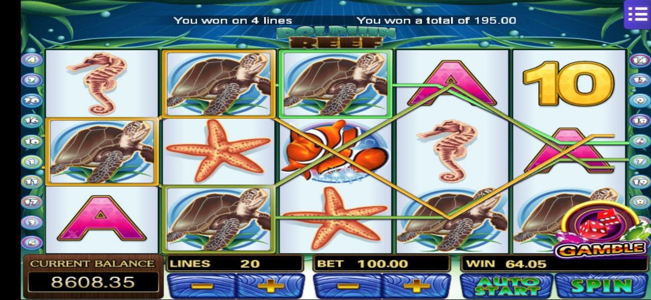 MEGA888 Dolphin Reef Slot Game Interface