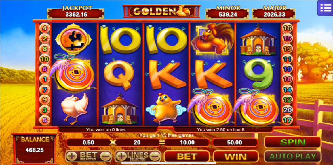 MEGA888 GOLDEN Slot Game Interface Showing Bonus Features